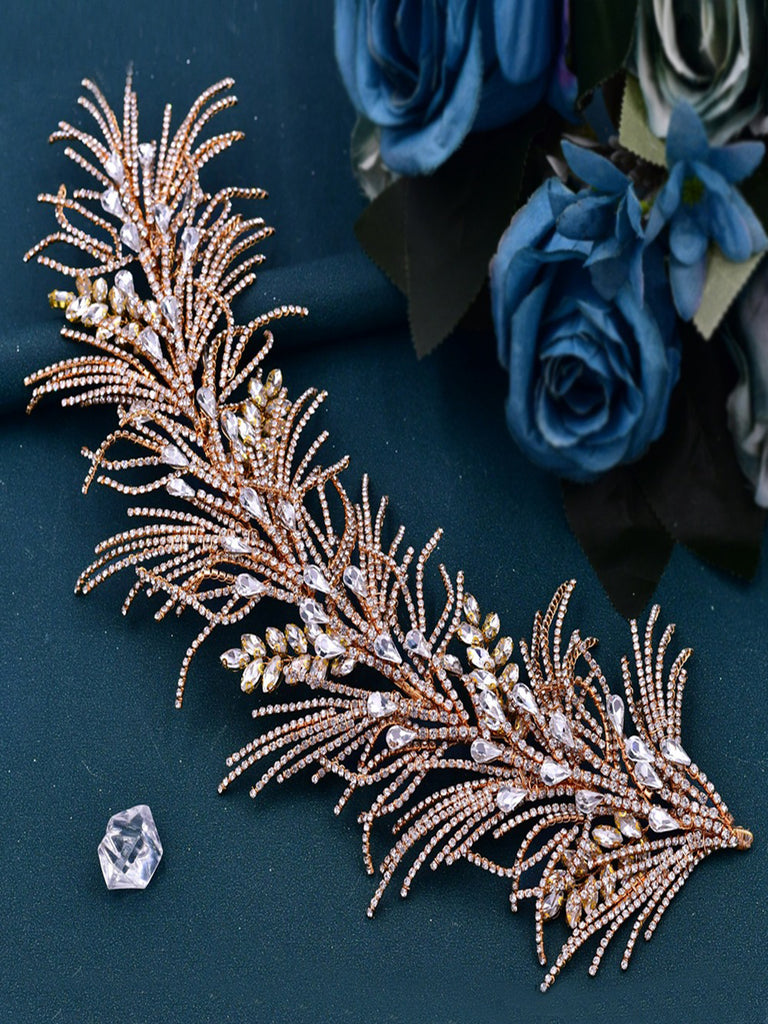 Sparkly Brides Luxury Rhinestone Hair Accessories Tassel Hair Chain Accessories , HP490
