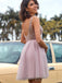 Sparkly V-neck A-line Sleeveless Tulle Short Homecoming Dresses Online, HD0669