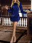 Sparkly Long Sleeves Sequins Royal Blue Short Homecoming Dresses Online, HD0692