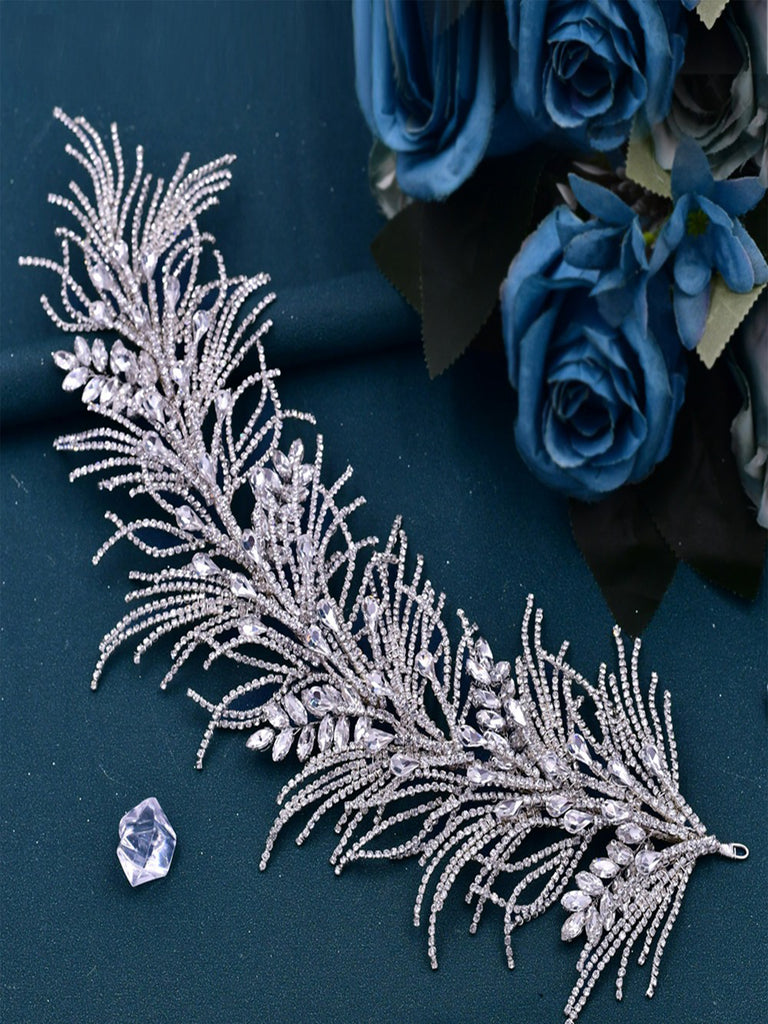 Sparkly Brides Luxury Rhinestone Hair Accessories Tassel Hair Chain Accessories , HP490
