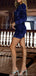 Sparkly Long Sleeves Sequins Royal Blue Short Homecoming Dresses Online, HD0692