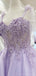 Elegant Sweetheart A-line Spaghetti Straps Lilac Tulle Short Homecoming Dresses Online, HD0716