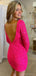 Sparkly V-neck Long Sleeves Sequins Mermaid Short Homecoming Dresses Online, HD0741