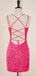 Sparkly Spaghetti Straps V-neck Mermaid Sequins Short Homecoming Dresses Online, HD0736