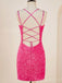 Sparkly Spaghetti Straps V-neck Mermaid Sequins Short Homecoming Dresses Online, HD0736
