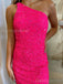 Sparkly One Shoulder Sleeveless Sequins Mermaid Short Homecoming Dresses Online, HD0742