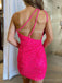 Sparkly One Shoulder Sleeveless Sequins Mermaid Short Homecoming Dresses Online, HD0742