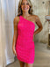 Sparkly One Shoulder Sleeveless Sequins Mermaid Short Homecoming Dresses Online, HD0742