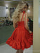 Elegant Spaghetti Straps A-line Satin Short Homecoming Dresses Online, HD0687
