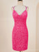 Sparkly Spaghetti Straps V-neck Mermaid Sequins Short Homecoming Dresses Online, HD0736