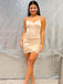 Simple Spaghetti Straps Mermaid Satin Short Homecoming Dresses Online, HD0744