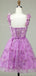 Elegant Spaghetti Straps A-line Tulle Applique Short Homecoming Dresses Online, HD0706