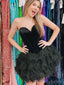 Elegant Sweetheart Velvet Black Tulle Short Homecoming Dresses Online, HD0738