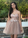 Elegant Spaghetti Straps A-line Tulle Short Homecoming Dresses Online, HD0661
