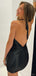 Sexy Mermaid Halter V-neck Satin Black Short Homecoming Dresses Online, HD0729