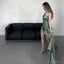 Elegant One Shoulder Mermaid Satin Side Slit Dusty Sage Long Bridesmaid Dresses Online, BG777
