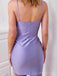 Elegant Spaghetti Straps V-neck Mermaid Lilac Satin Short Homecoming Dresses Online, HD0676