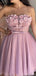 Elegant Spaghetti Straps A-line Tulle Short Flowers Homecoming Dresses Online, HD0662