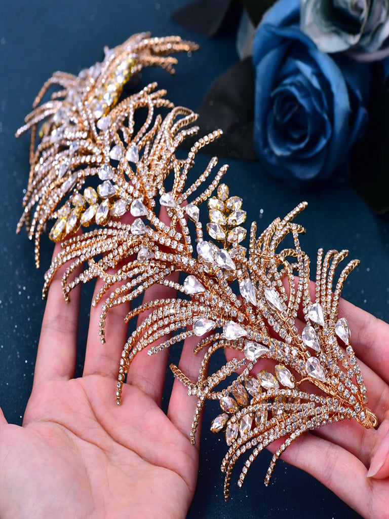 Sparkly Brides Luxury Rhinestone Hair Accessories Tassel Hair Chain Accessories , HP490