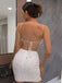 Sparkly Spaghetti Straps Backless White Sequins White Homecoming Dresses Online, HD0591