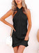 Simple Halter Sleeveless Black Short Back To School Dress Homecoming Dresses Online, HD0632