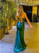 Sexy Spaghetti Straps Sweetheart Cross Back Mermaid Green Long Prom Dresses, OL980