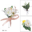 Wedding Men Boutonniere Groomsman Brooch Mori Flowers Green Leaves, CG6691