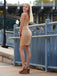Golden One Shoulder Mermaid Short Homecoming Dresses Online, HD0637