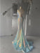 Sparkly Spaghetti Straps Mermaid V-neck Long Prom Dresses Online, OL986
