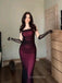 Sexy Spaghetti Straps Square Black Tulle & Red Long Mermaid Prom Dress , Evening Dress, BG810