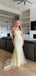 Elegant Spaghetti Straps Applique Yellow  Lace Up Maxi Long Mermaid Prom Dress , Evening Dress , BG805