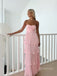 Elegant Strapless Sweetheart Ruffle Pink A-line Chiffon Prom Dress , Evening Dress  , BG799
