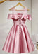 Elegant Off the Shoulder A-line Dusty-Rose Satin Short Homecoming Dresses Online, HD0651