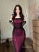Sexy Spaghetti Straps Square Black Tulle & Red Long Mermaid Prom Dress , Evening Dress, BG810
