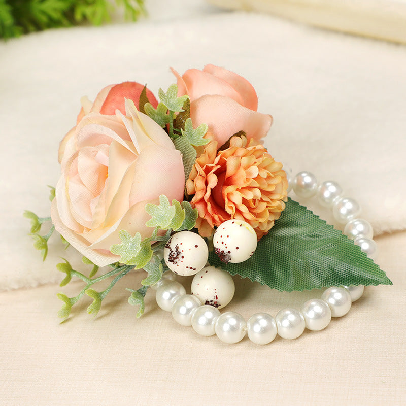 Wedding Sister Wrist Flower Wedding Pearl Bracelet Wrist Decorative Flower, CG61425