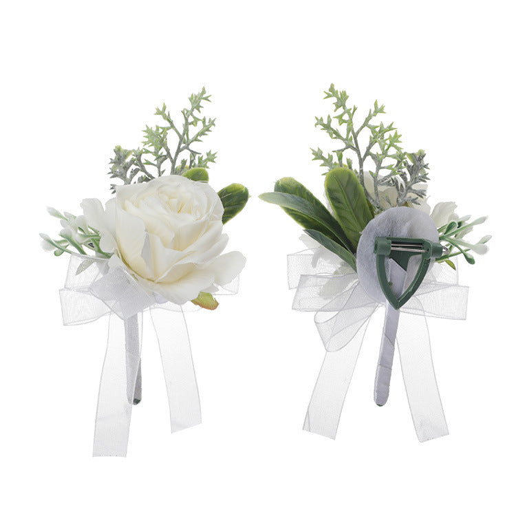 Mori Wrist Flower Wedding Corsage Creative Fresh White Wrist Flower, CG6658