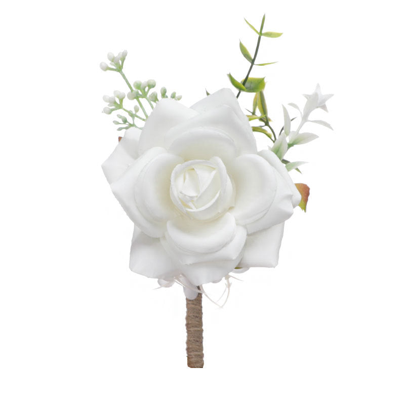 Wedding Groom Groomsman Corsage Wedding Simulation Corsage Banquet Bride White Wrist Flower, CG61496