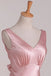 Elegant Sleeveless V-Neck A-line Satin Blulshing Pink Long Evening Prom Dress Online, OL028