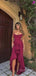 Sexy Spaghetti Straps V-Neck Ruffles Red Front Short Long Back Mermaid Prom Dress , Evening Dress , BG780