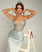 Sexy Mermaid Spaghetti Straps V-neck Satin Prom Dresses Online, OL008