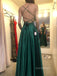 Elegant Side Slit Spaghetti Straps Lace Up Green Soft Satin A-line  Prom Dress , BG807