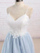 Spaghetti Straps Sweep Train Backless Light Blue Tulle Prom Dress Evening Dress OL589