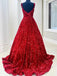 Red Square Neck Sequin Long Prom Dress Evening Dress, OL603