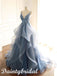 Elegant Spaghetti Straps A-line Tulle Applique Long Prom Dresses Evening Dress, OL900