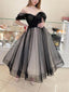 Elegant Off the Shoulder Polka dots A-line Black Homecoming Dresses, HD0581