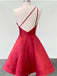 Simple A-line Short Sweetheart Flowers One Straps Red Homecoming Dresses Online, HD0586