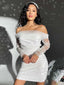 Sparkly Long Sleeves Tulle Short White Homecoming Dresses Online, HD0623