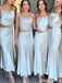 Simple Two Pieces Spaghetti Straps White Long Bridesmaid Dress, BG261