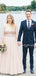 Gogerous V-neck Lace Tulle A-line 1/2 Sleeve Wedding Dresses Evening Dresses.DB10617