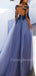 Sexy See Through Blue Lace Long Sleeve Open Back Custom Long Evening Prom Dresses.DB10391